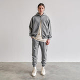 BLANK ZIP HOODIE - GREY MELANGE