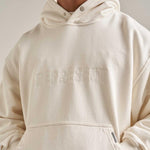 EMBROIDERED LOGO HOODIE - FLAT WHITE